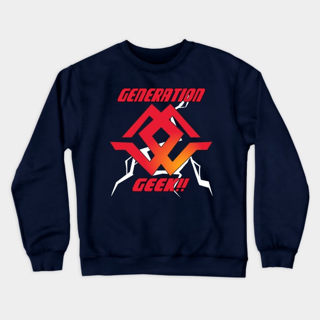 Generation Geek!! Red Dub-G logo with text Crewneck Sweatshirt by Ka-Pow!! The Comic Art Academy